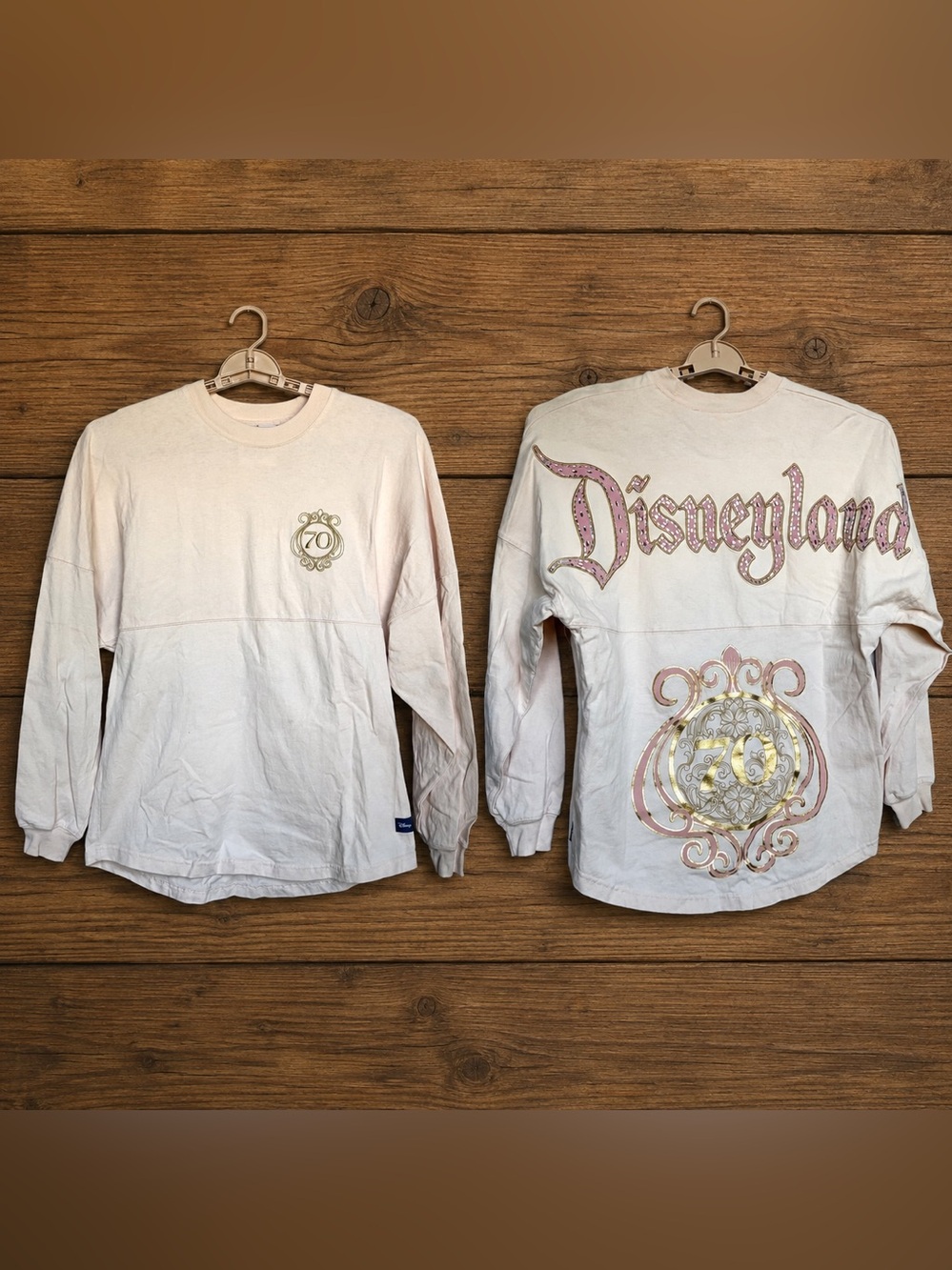 Spirit Jersey 2026 Disneyland 70th Blush Pink Bling Rose Gold Sz S Womens EUC
